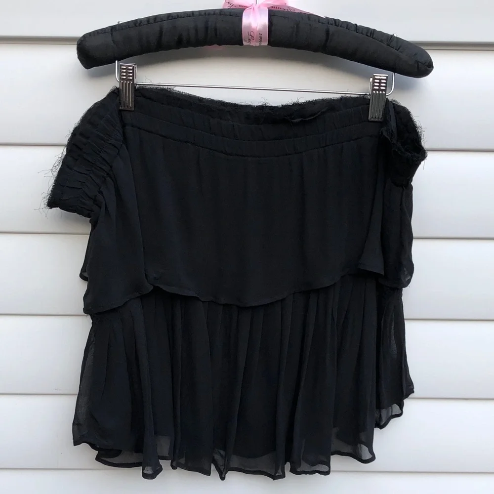NWT LoveShackFancy Chic Black High-Low Skirt